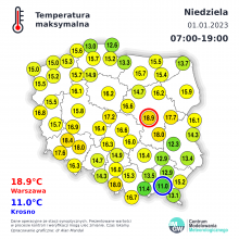 Temperatura maksymalna 01.01.2023 r.