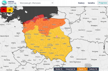 Prognoza niebezpiecznych zjawisk meteorologicznych na piątek 17.02.2023 r.: silny wiatr i roztopy. | https://meteo.imgw.pl/