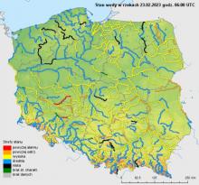 Stan wody na rzekach, 23.02.2023 r., godz. 7:00.