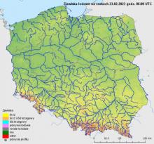 Zjawiska lodowe na rzekach, 23.02.2023 r., godz. 7:00.