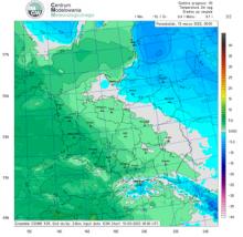 Rys. 15. Prognoza pola temperatury powietrza na wysokości 2 metrów. Średnia po zespole. Źródło: cosmo.imgw.ad.