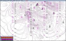 Rys. 2. 120-h integration – mean sea level pressure. Two integrations done with identical NWP models but on different computers. Źródło: M. Lajoie, CMC.