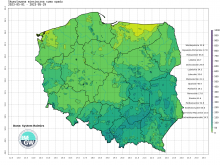 Mapa narastającej miesięcznej sumy opadów w maju 2023 r.