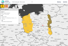 Aktualnie (godz. 13:00, 20.06.2023 r.) obowiązujące ostrzeżenia meteorologiczne 1. stopnia (kolor żółty) przed burzami z gradem | https://meteo.imgw.pl/dyn/?osmet=true 